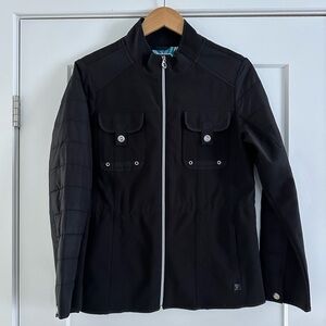 Point Zero Black Zip-Up Jacket with Floral Lined Interior (Size G/L)